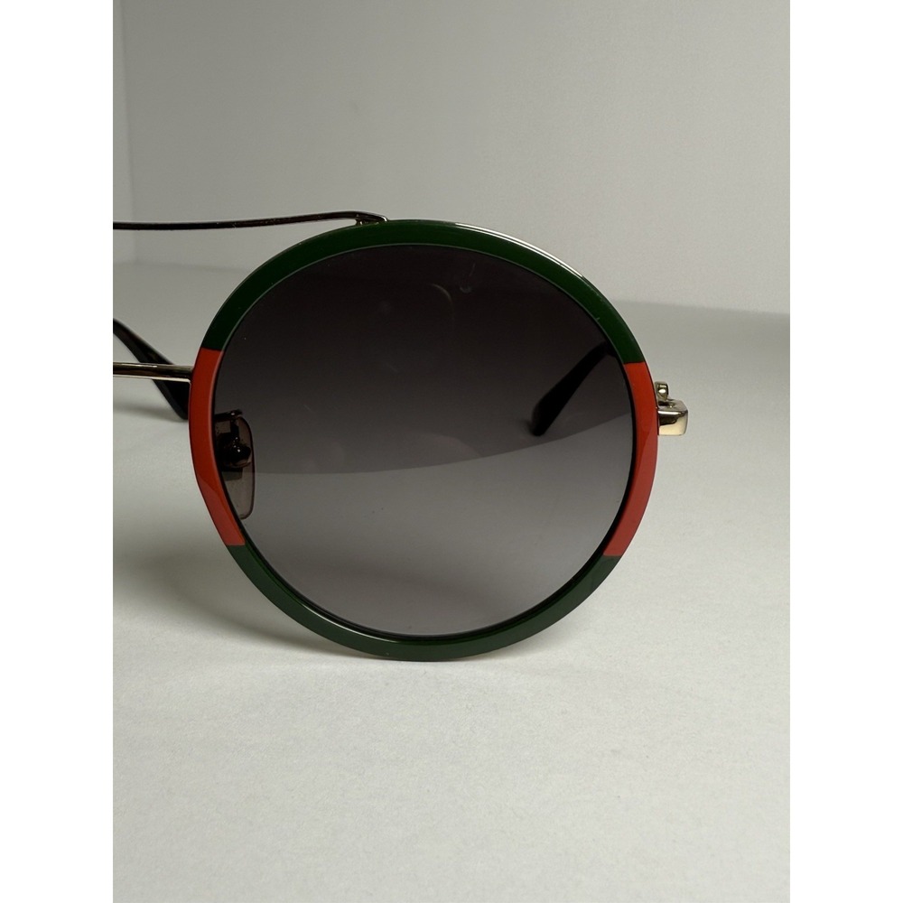 Gucci GG0061S Round Sunglasses Gold Green Red Gradient Lens 60mm Italy Bee - Picture 5 of 13